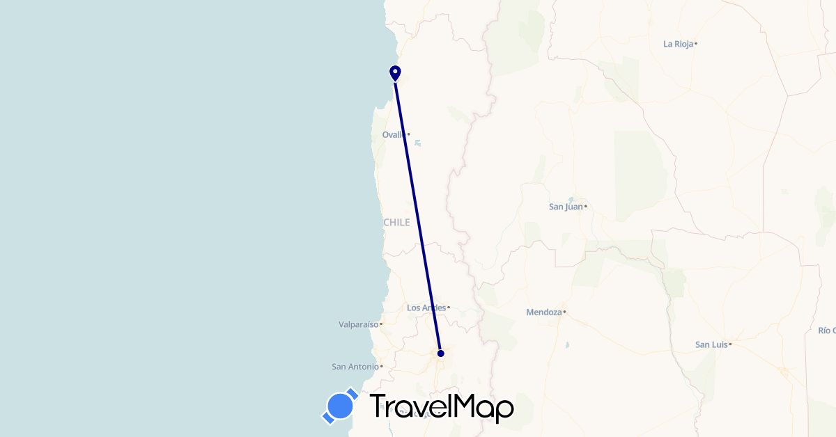 TravelMap itinerary: driving, plane in Chile (South America)